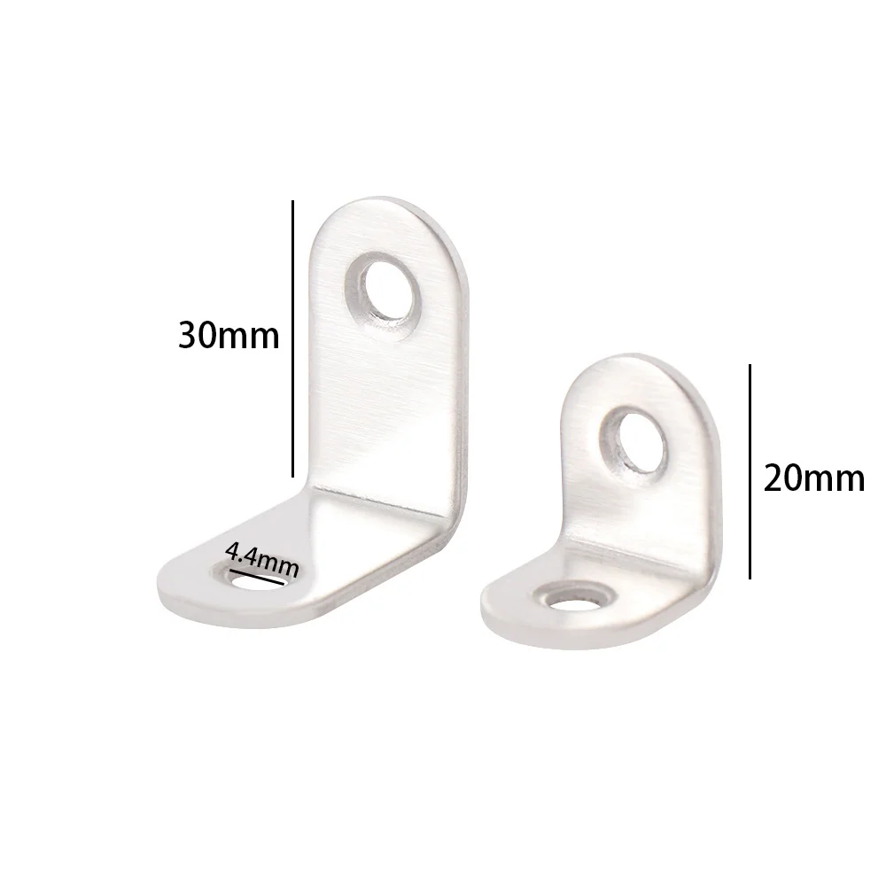 10 Pcs 20mm x 20mm Stainless Steel Corner Code L Type Code Round End 90 Degree Corner Bracket Thick Reinforced Angle