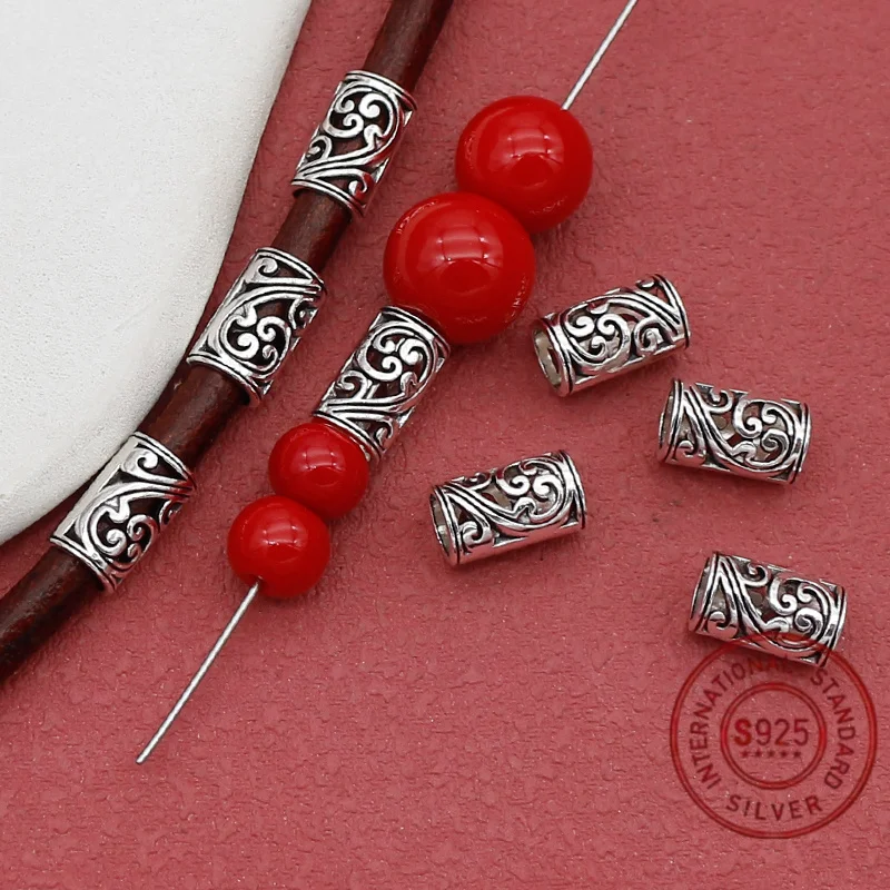 20pcs/Lot Pretty Hollow Flower Tube Metal Beads 9.5x5.5mm Dreadlocks/Beards/Bracelets Big Hole Pipe Spacers DIY Jewelry Findings