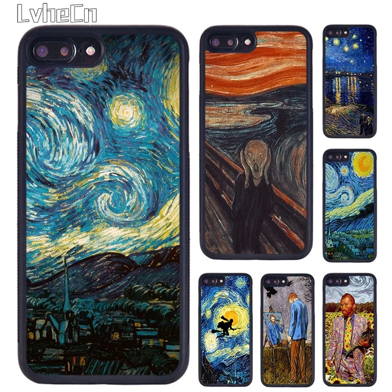 Van Gogh Starry sky art Soft silicone Phone Case For iPhone 14 15 16 13 12 Mini Max Cover For Apple 11 Pro Max 8 7 Plus SE