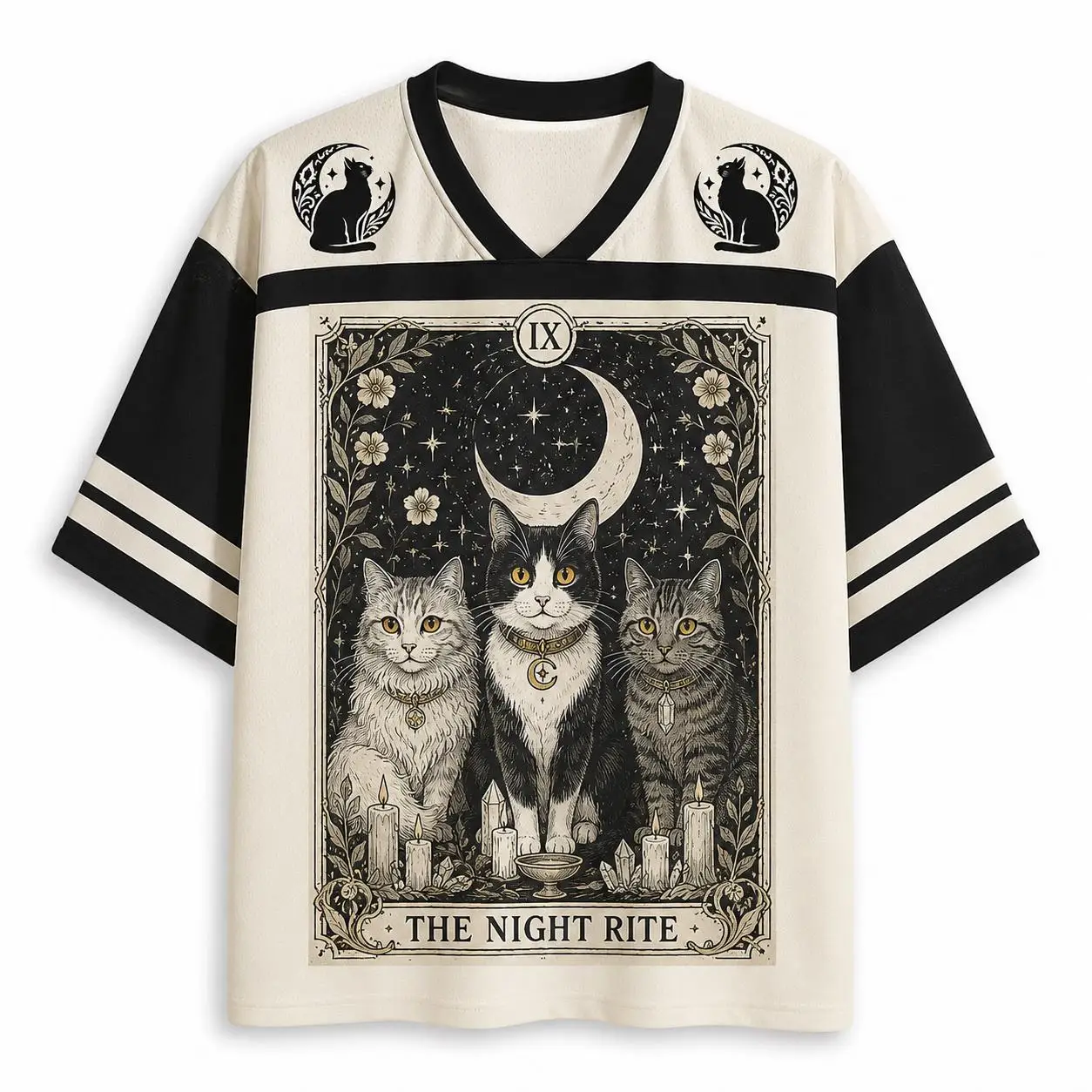 2026 Summer Fashion Retro Gothic Champ Style Black Cat Design 3D Printing Outdoor Leisure Fitness V-neck T-shirt Size Up