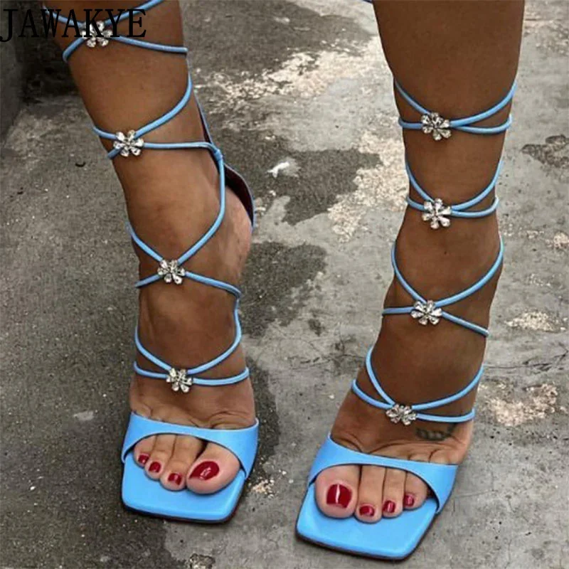 

sandalias de mujer 2023 Summer New High Heel Strappy Sandals Ankle Long Dress Party Shoes Bohemian Beach Sandals Shoes Women