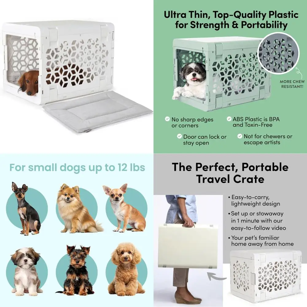 

Collapsible Dog Crate with Washable Bed - Stylish and Comfortable Indoor Pet Kennel - Lightweight and Safe