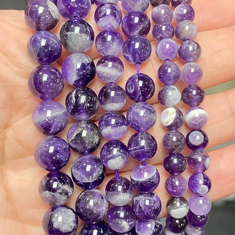 Natürliche dunkel violette Traum Amethyste Perlen lose Abstand halter 4 6 8 10 12mm Heils tein für Schmuck machen DIY Armband Zubehör – Detail 2