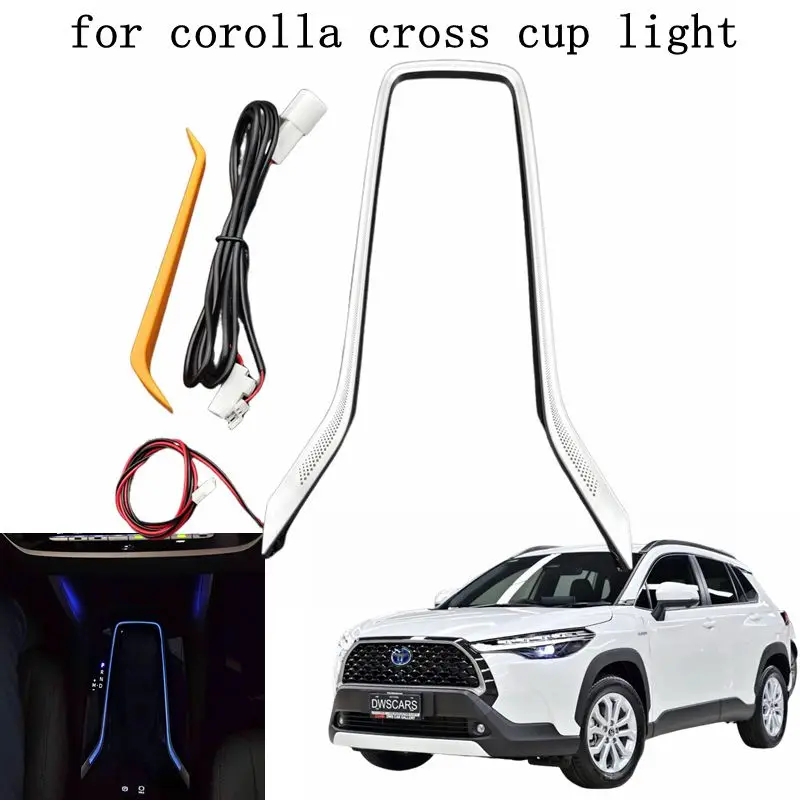 LED Blue Cup Holder Light Interior Central Armrest Frame Water Cup Atmospher Lamp for Toyota Corolla Cross 2020-2025