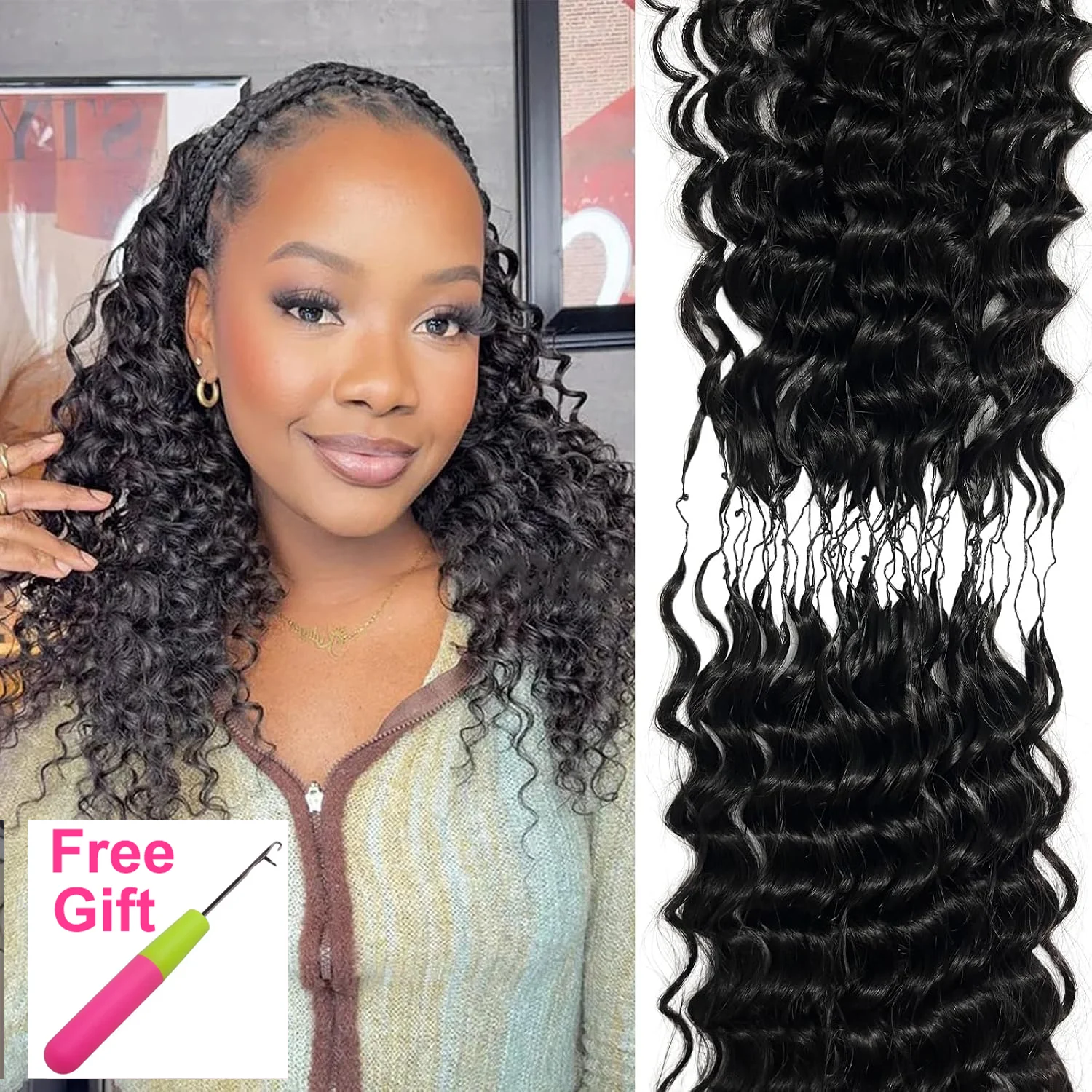 

Deep Wave Crochet Human Hair For Miracle Knots Human Hair 60G Crochet Braids Human Hair Bundles