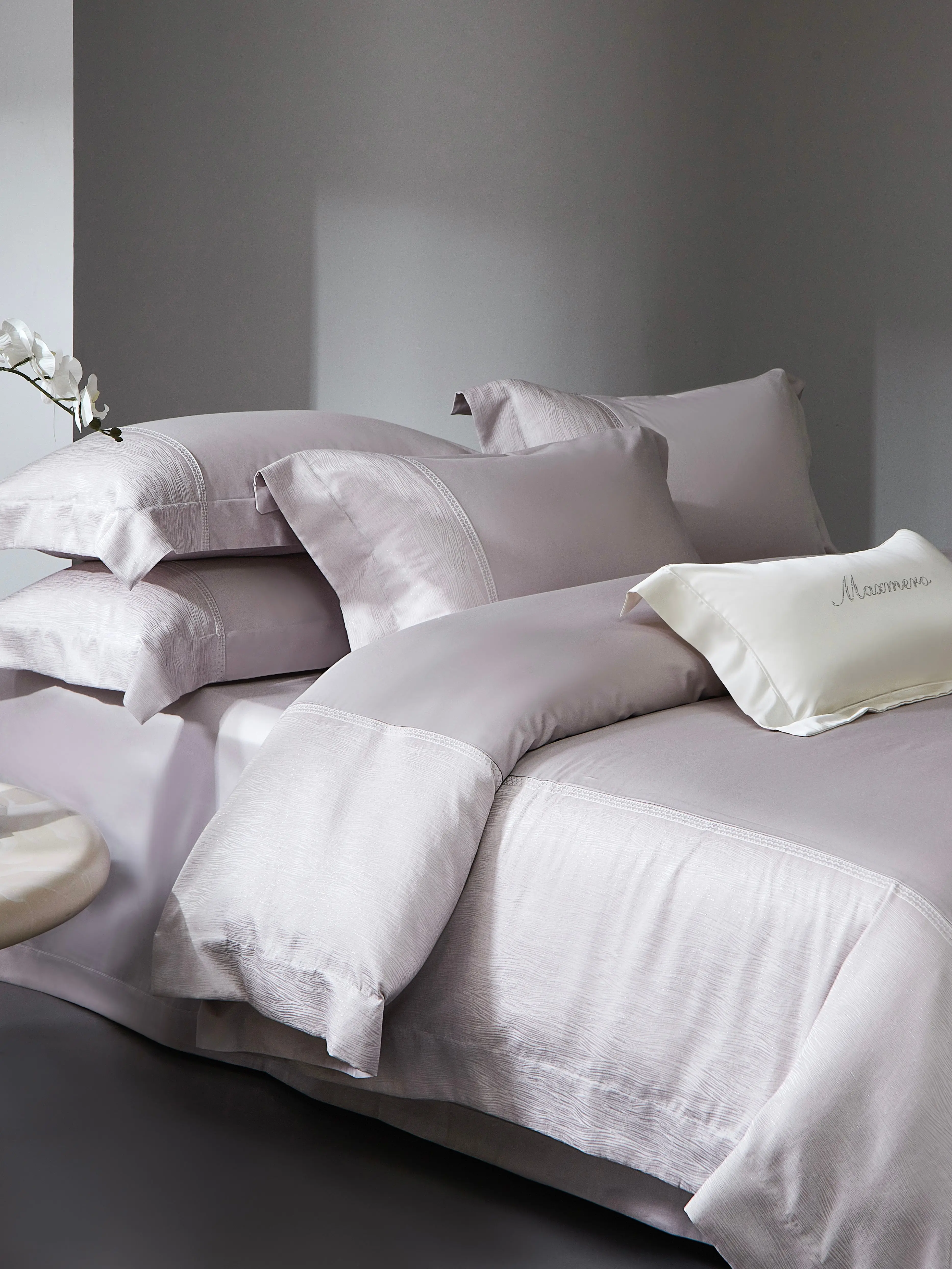 Minimalist Cotton Bedding Set 4Pcs, Solid Color Duvet Cover Flat Sheet Bed Linens, King Queen Size
