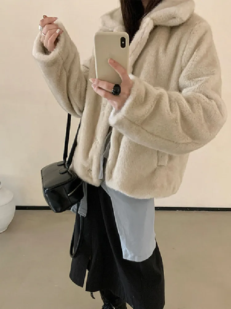 Eco-Friendly ort Sle femmes Jaet fourrure et cuir intercé doux col Faion manteau coupe droite longue Sve