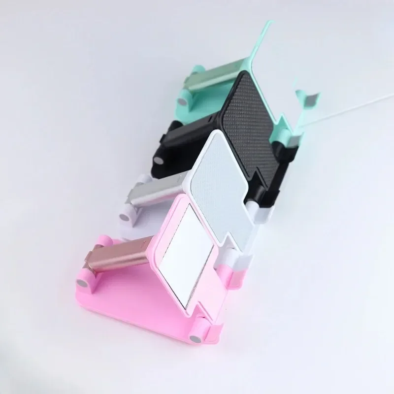 Foldable Desktop Phone Holder Fashion Mirror Design Mobile Bracket Adjustable Retractable Phone Support Lazy Cellphone Stand