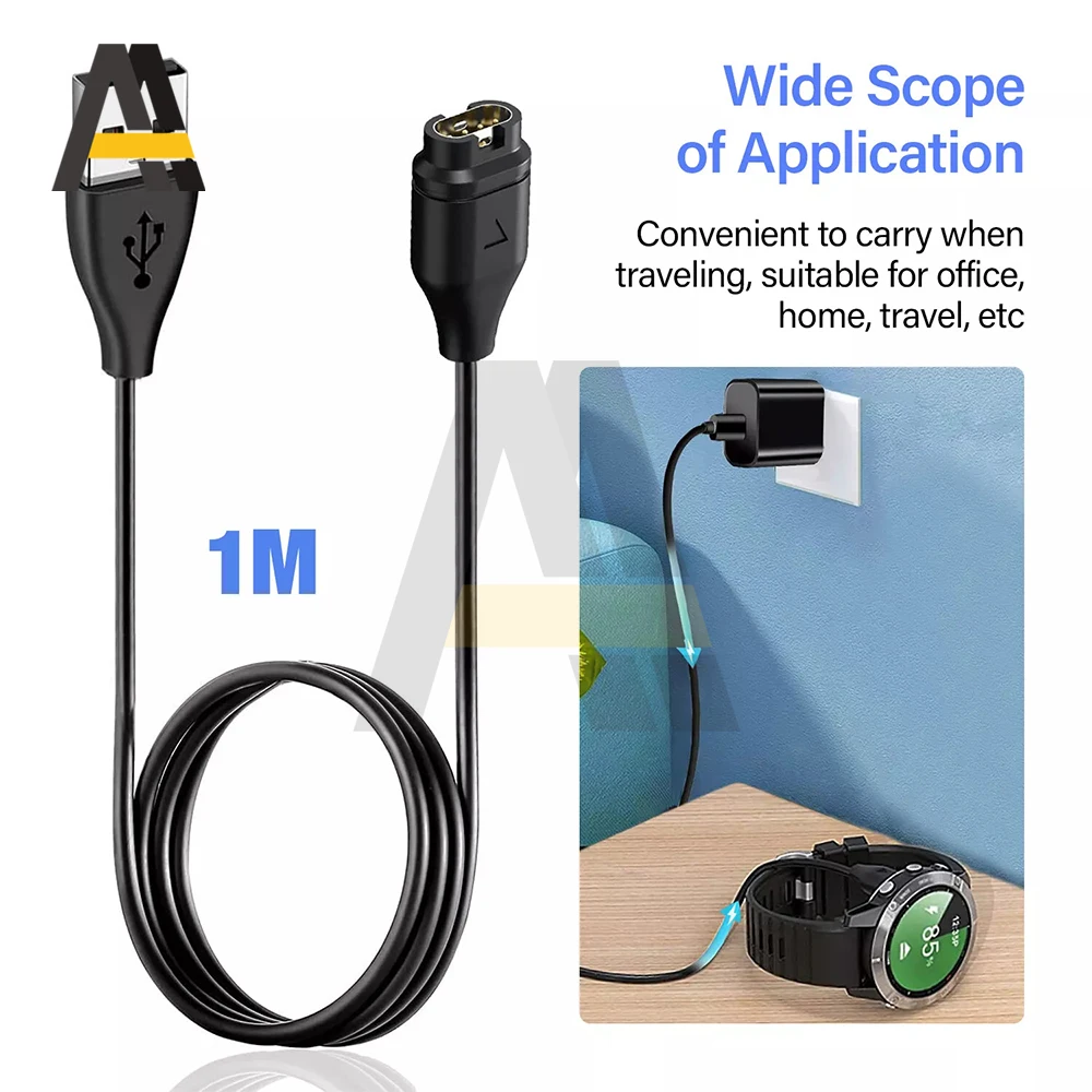 Cable de carga USB de 100cm para Garmin Fenix 8/7/7S/7X/6/6S/6X/5/5S/5X Forerunner 45 165 245 255 265 645 955 965 Vivoactive 5 Venu