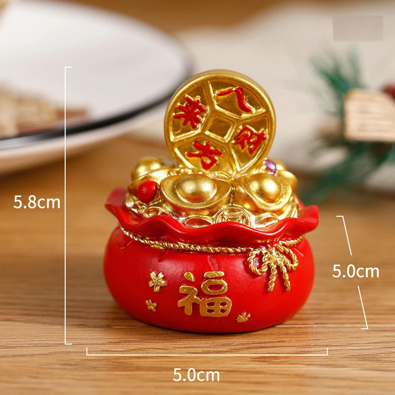 

New Year Mascot Money Bag, Resin Crafts, Feng Shui Ornaments, Home Decoration Accessories