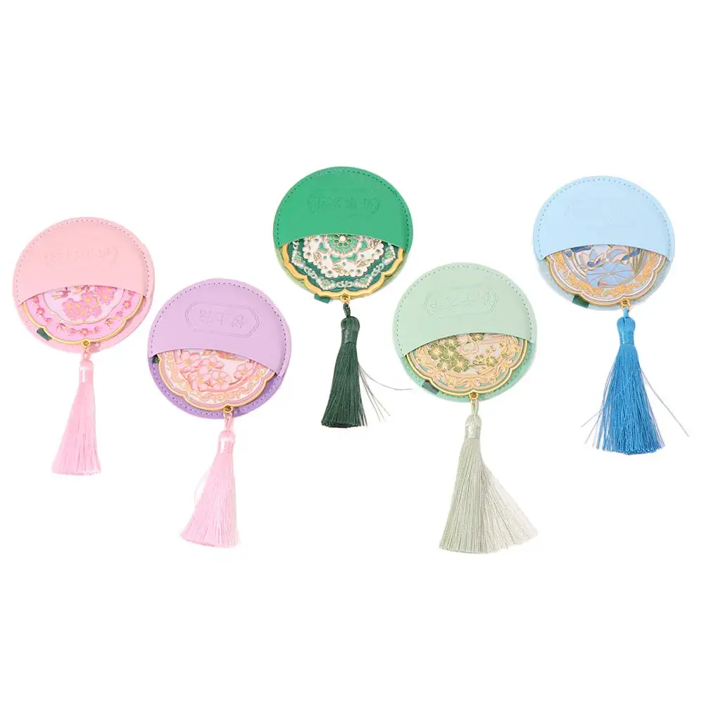 Vintage Handheld Chinese-style Pocket Mirror Portable Flower Pattern Cosmetic Mirror Emboss Metal Makeup Mirror Makeup