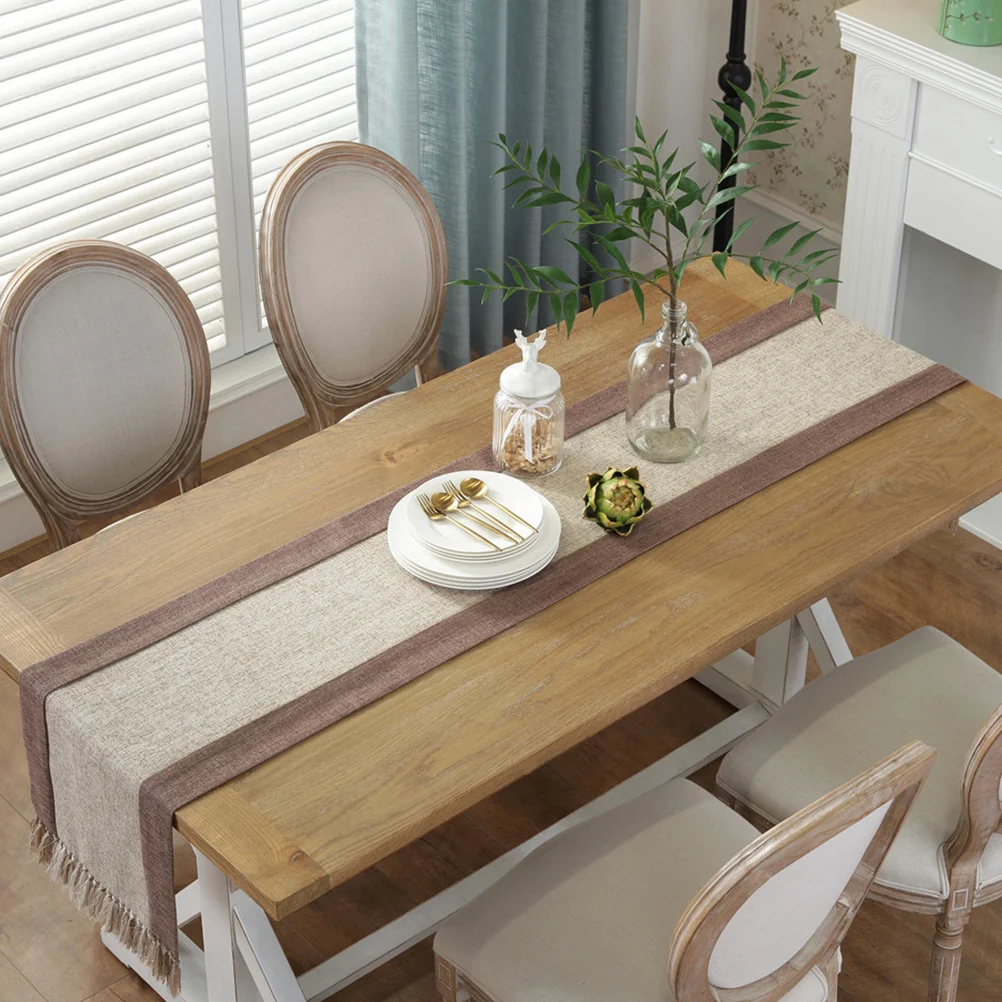 

Cotton Linen Tassel Table Runner Beige Size 2 Household Cloth Romantic Pretty Party Decoration Warm Atmosphere