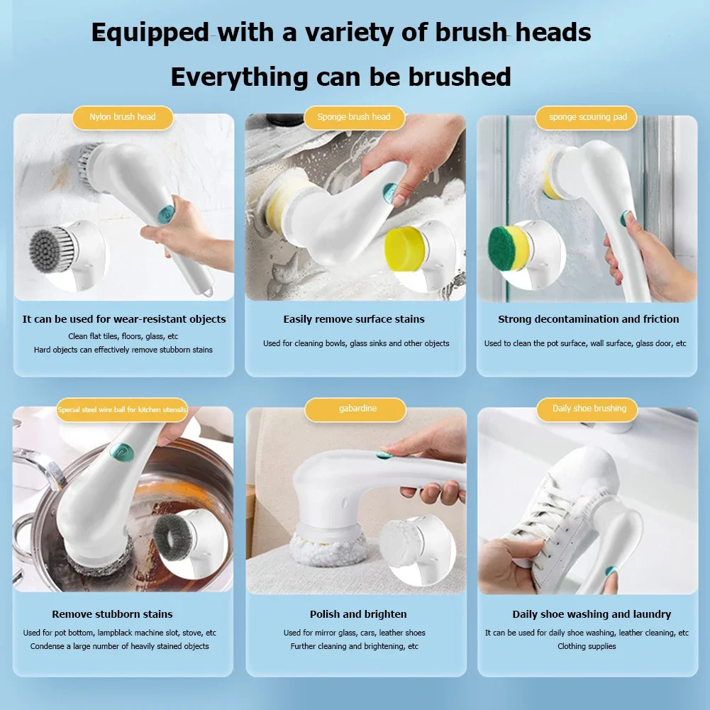 Multi-purpose Electric Brush Cleaning Brush Clean Glass Windows Useful Things for Home Kitchen Supplies Household Bathroom Tools