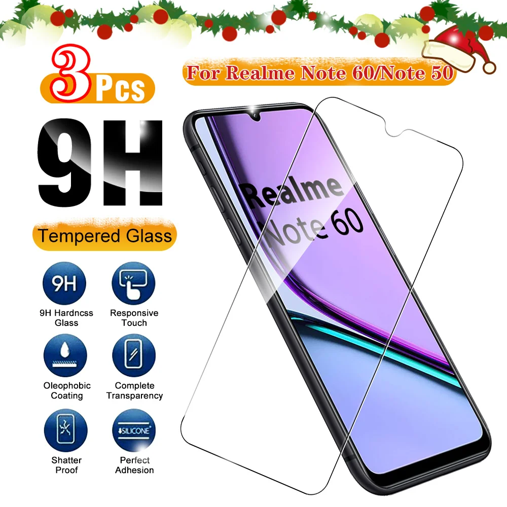 3pcs Phone Front Glass For Realme Note 60 Note60 4G Screen Protector RealmeNote 60 Note 50 Note50 HD Tempered Film 6.74inch 2024