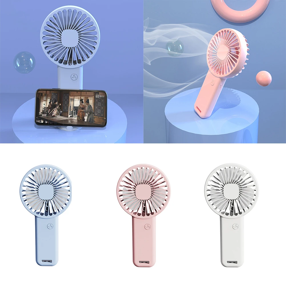 Portable USB Chargeable Mini Fan Handheld Fans with Base Summer Outdoor Portable Hand Hold Fan with Phone Holder