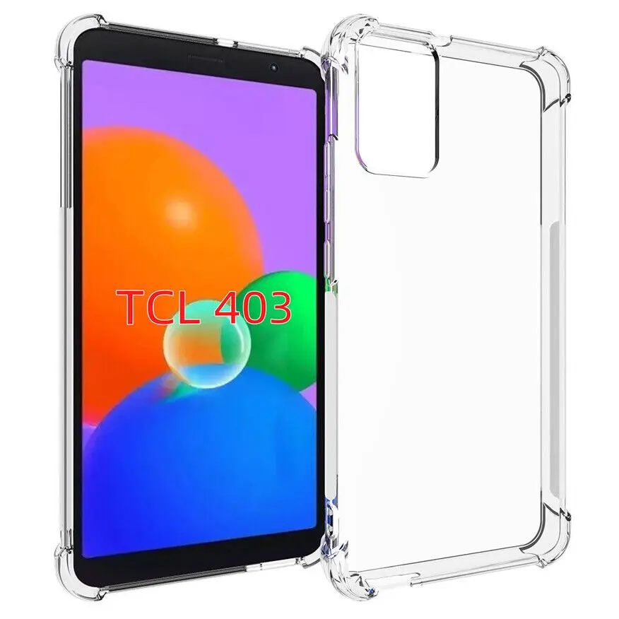 For TCL 403 405 406 408 Shockproof Silicone Rugged TPU Rubber Clear Case CoverSilicone Soft Cover