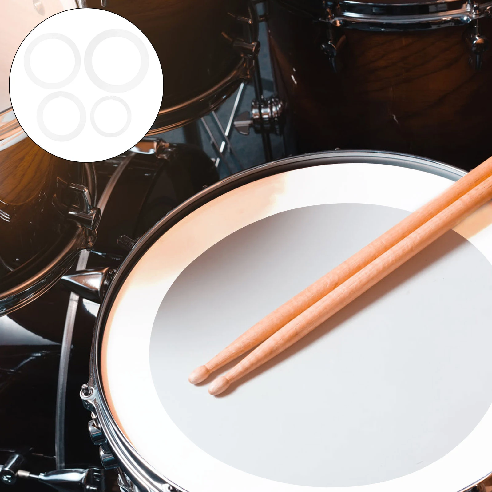 

4 Pcs Drum Kit Practice Mute Voice Stop Coil Suit Parts Household Dampening Rings White Accessories