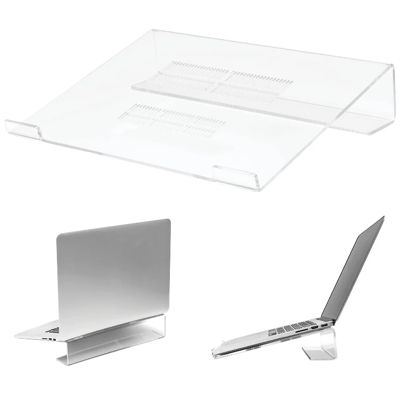 Acrylic Computer Stand Clear notebook Riser Lift Tray Non-slip Transparent Desktop laptop  Holder Office Supplies