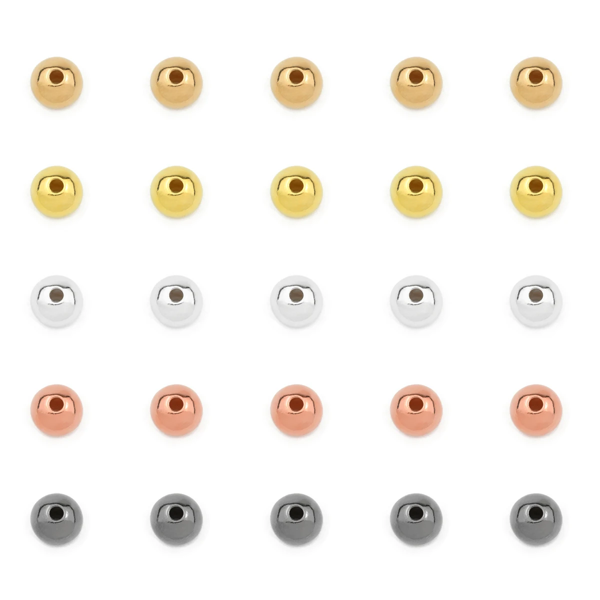 50~500pcs 3~10mm Round Spacers CCB Material Gold Plated Silver Loose Beads For Jewelry Making Accessories DIY Necklace Bracelet