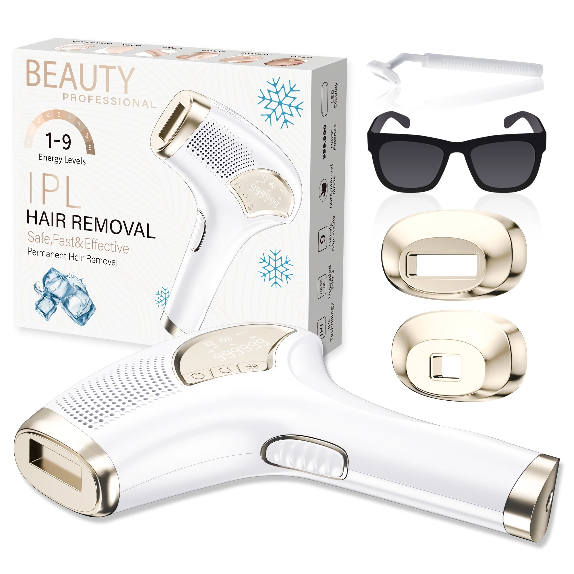 

Portable Laser Hair Removal for Women Icy-Cold Rejuvenation Acne Remove 3 Caps Bikini Trimmer for Men IPL Epiltor Drop Shipping