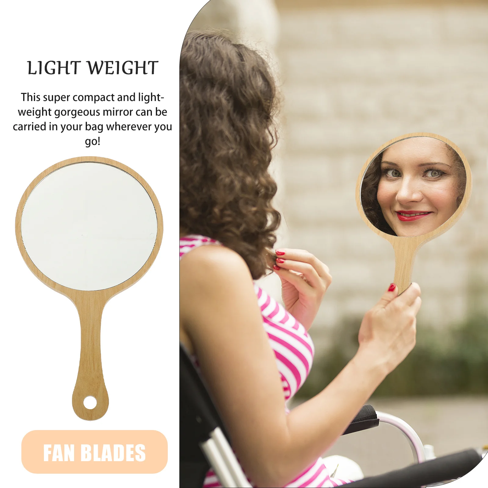 مرآة مكياج محمولة باليد، مظهر أنيق، عمر خدمة طويل، مرآة مدمجة للسفر في الهواء الطلق، مرايا يدوية بمقبض