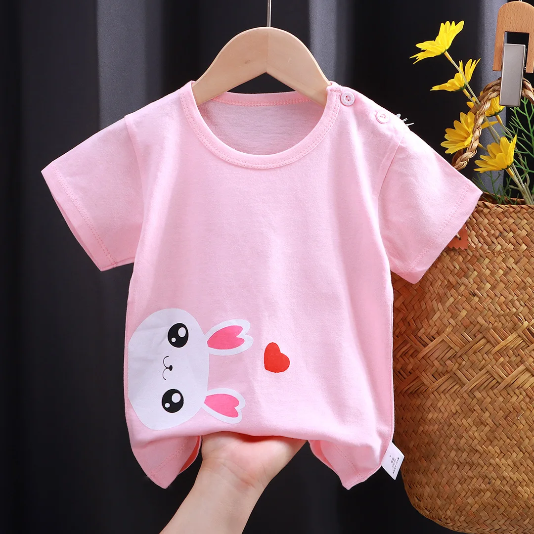 Kids Clothes  T-Shirt Children\'s Clothing Boys Girls Summer Cartoon Tops Short Sleeve Clothes 100% Cotton Blue Excavator Cartoon