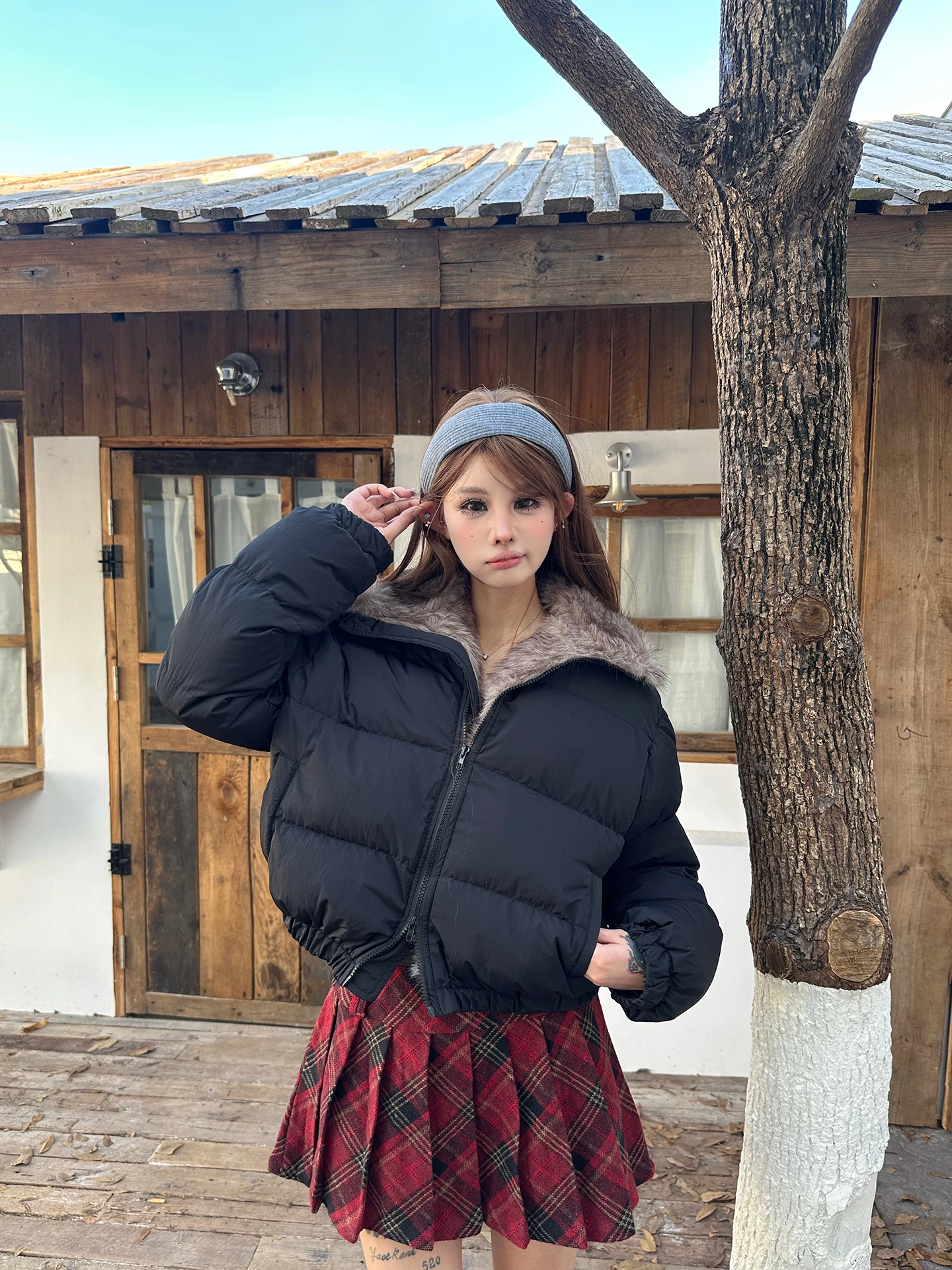 

Warm ort Cotton Jaet Women's Winter Outerwear SIXMINU American Sle Fake Two-Piece Stand Collar Mountain Eagle Bread Coat