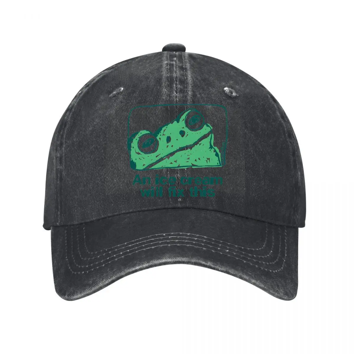 An Ice Cream Will Fix This Frog Washed Baseball Cap Hip Hop Sun Hats