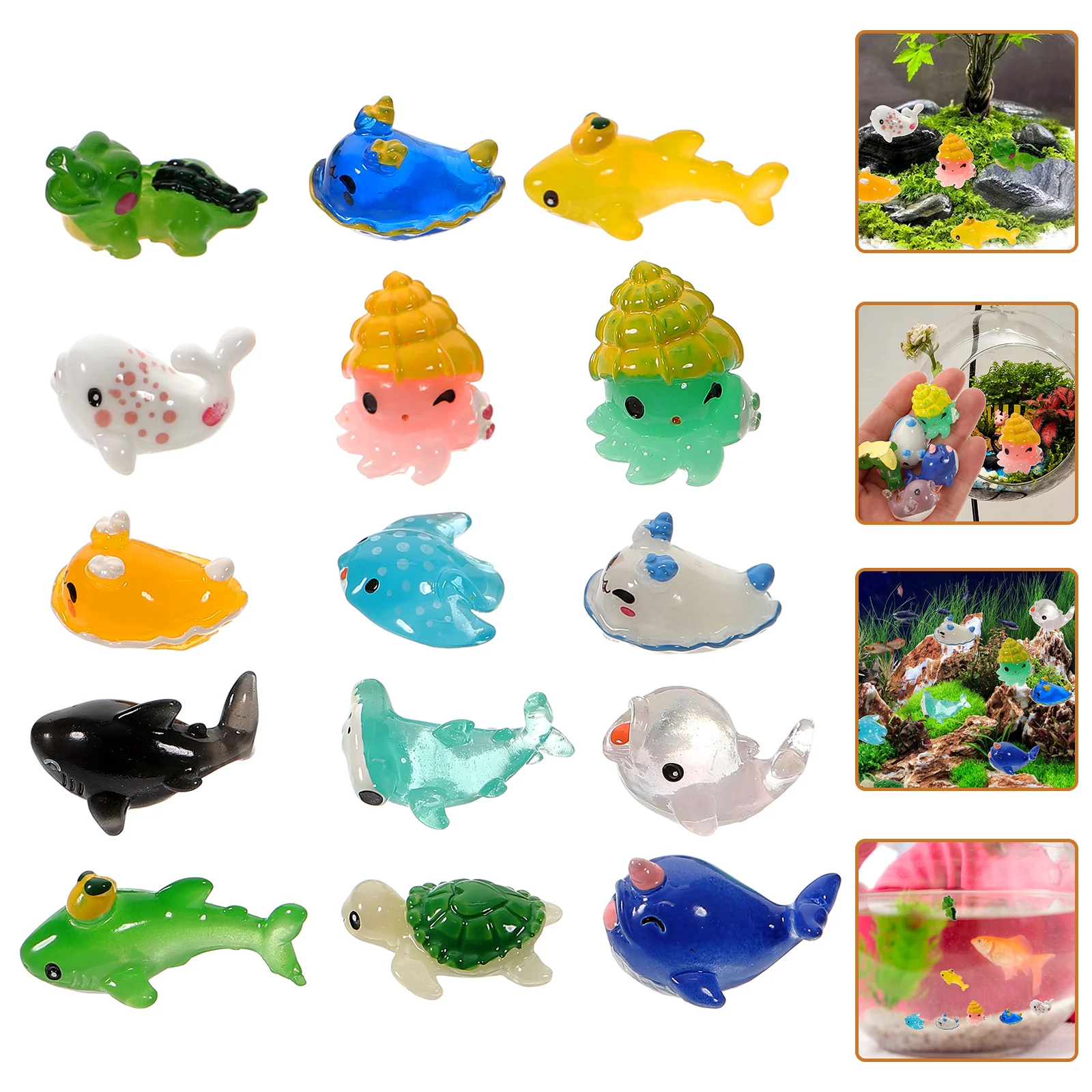 

15 Pcs Mini Animal Model Fish Tank Ornaments Micro Landscape Sea Kids Ocean Decorations Delicate Resin Decors Animals