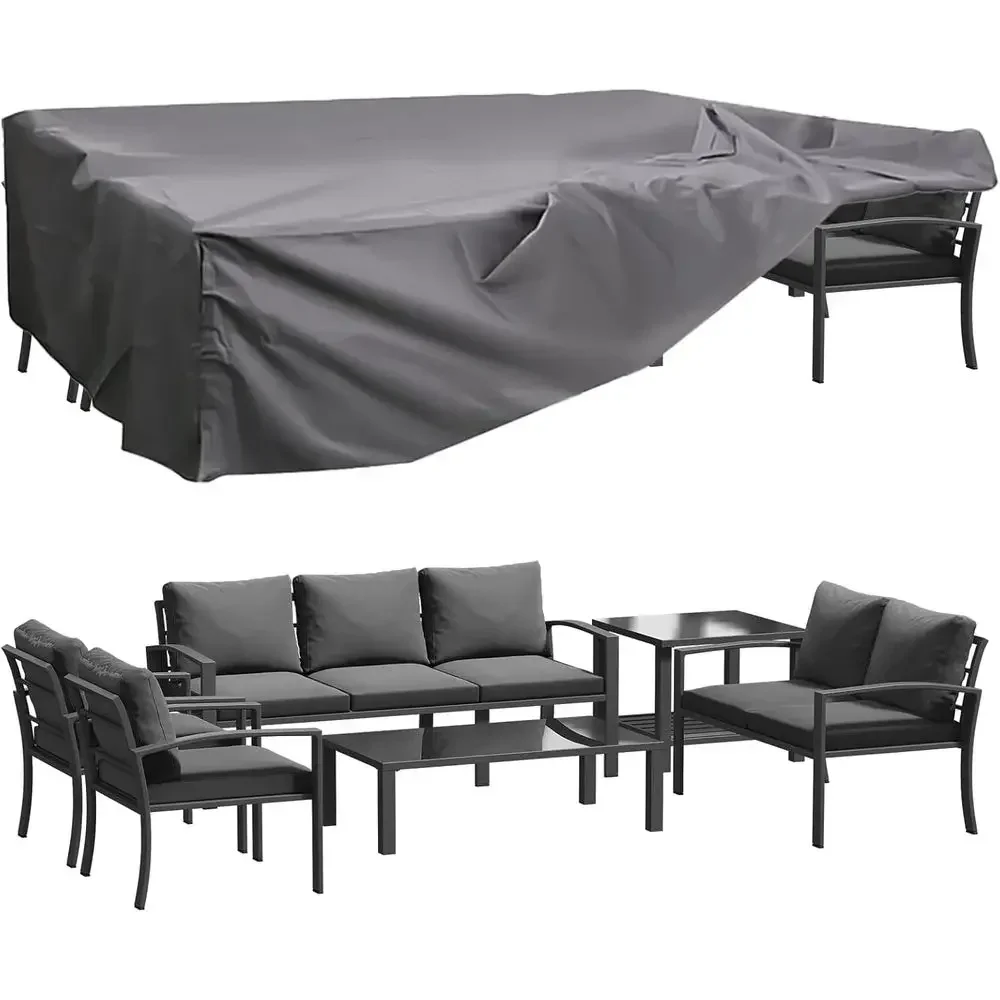 Metal Outdoor Patio urniture Set with Waterproo Cover, 6 Pieces Outdoor Contion Set with Coee Table&Side Table, Outdoor Couch So