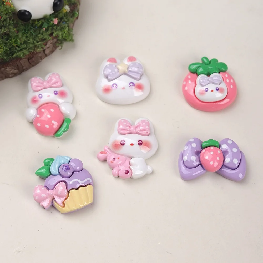 10pcs Mini Kawaii Cute Rabbit Butterfly Cake Flat Back Cabochons Scrapbook Diy  Party Hairpin Accessories Home Decoration Craft