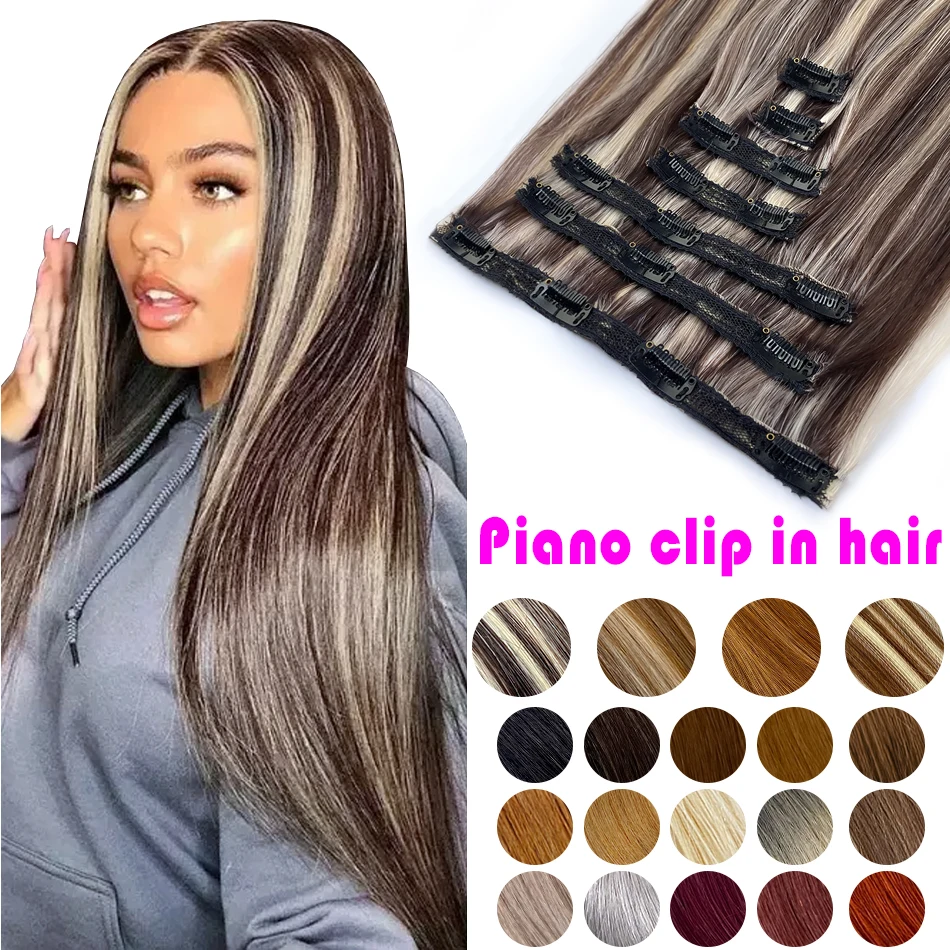 Clip In Human Hair Extensions 100% Human Hair Clips In Extension  Straight Brazilian Natural Remy Hair Clip In Raw Hair 30 inch