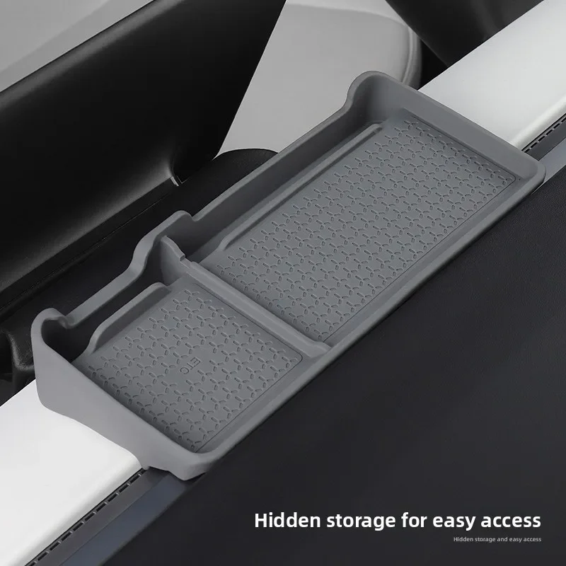 Silicone Storage Box & ETC Holder for Tesla Model 3/Y Center Console Dashboard Organizer Tray with Hidden Magnet for Transponder