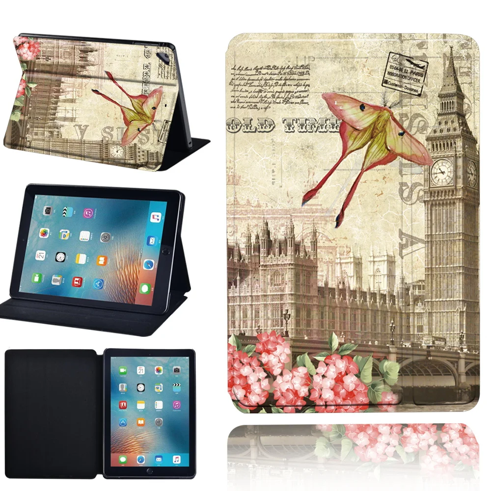 Tablet Case for Apple IPad 9th Case/Mini 6 /IPad 7th 8th Gen/IPad Mini 4 5 Cover Stand Protective Leather Hard Retro Print Cover