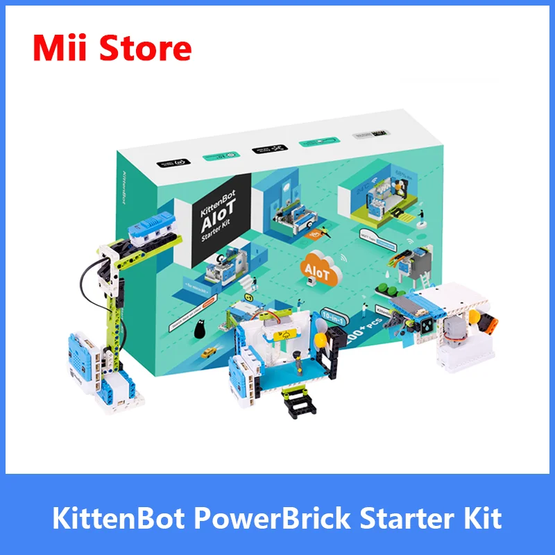 KittenBot PowerBrick AIOT Starter Kit Building Block for Micro:bit Python Scratch 3.0 Kittenblock, IOT cloud service interaction