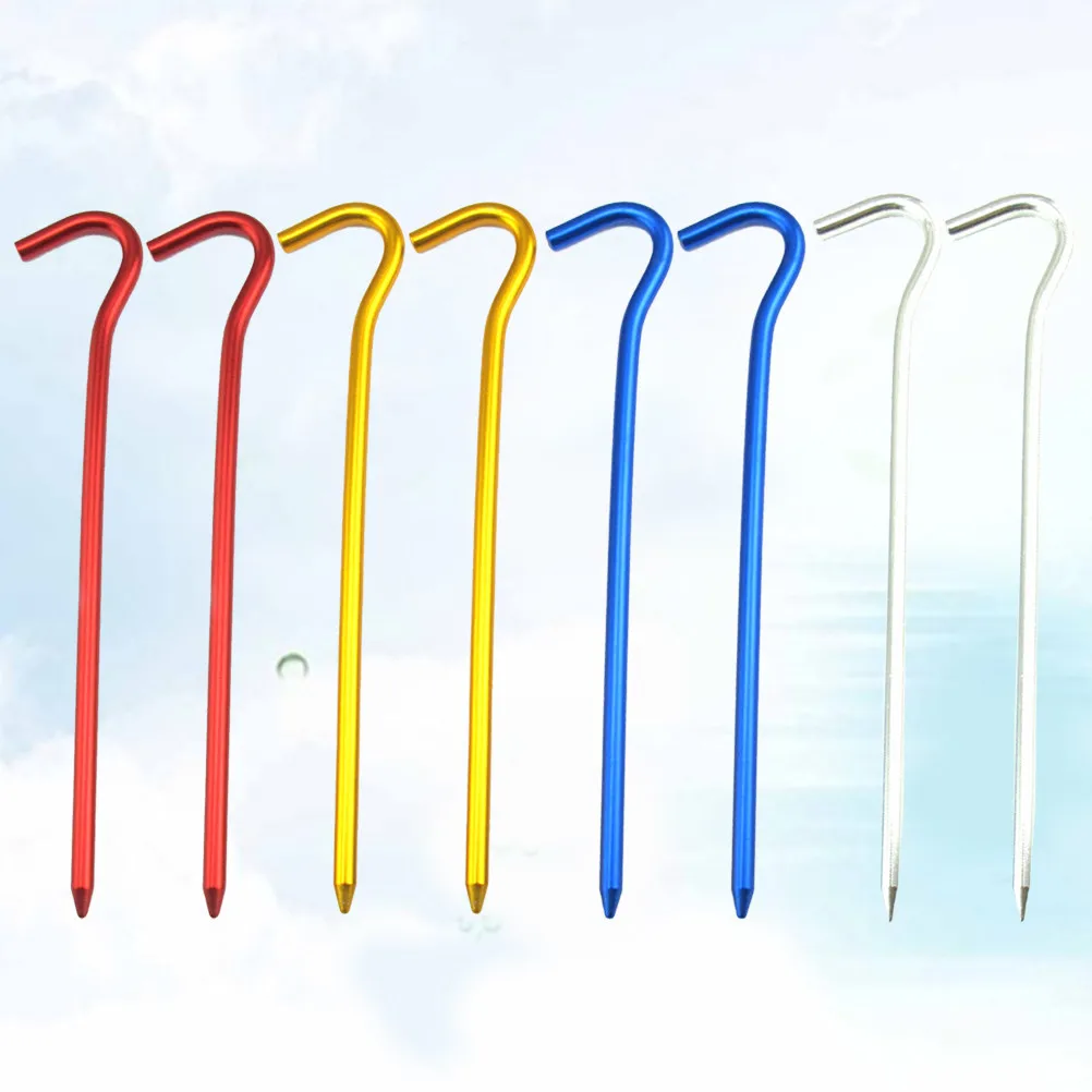8Pcs Tent Stakes Aluminum Anti-Rust Heavy Duty Sturdy Pegs for Camping Outdoor Tent Canopy Awning Grass Ice Ground Use