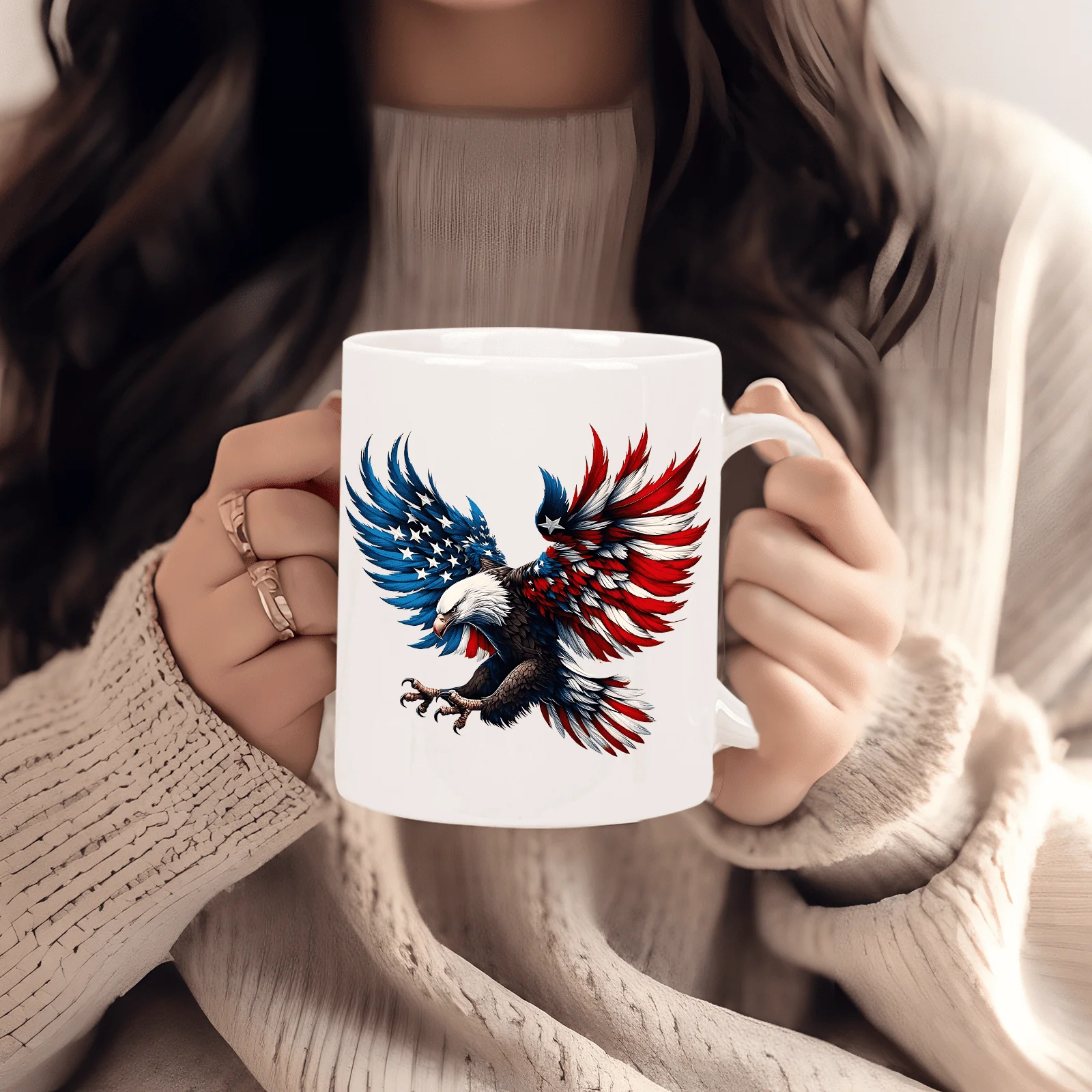 

American Flag Eagle Design Ceramic Mug, Perfect Gift for Patriotic and Coffee Enthusiasts, Ideal for Special Occasions