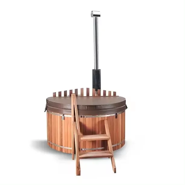 Outdoor  Red Cedar Wood Fired Hot Tub Spa for 2 Person