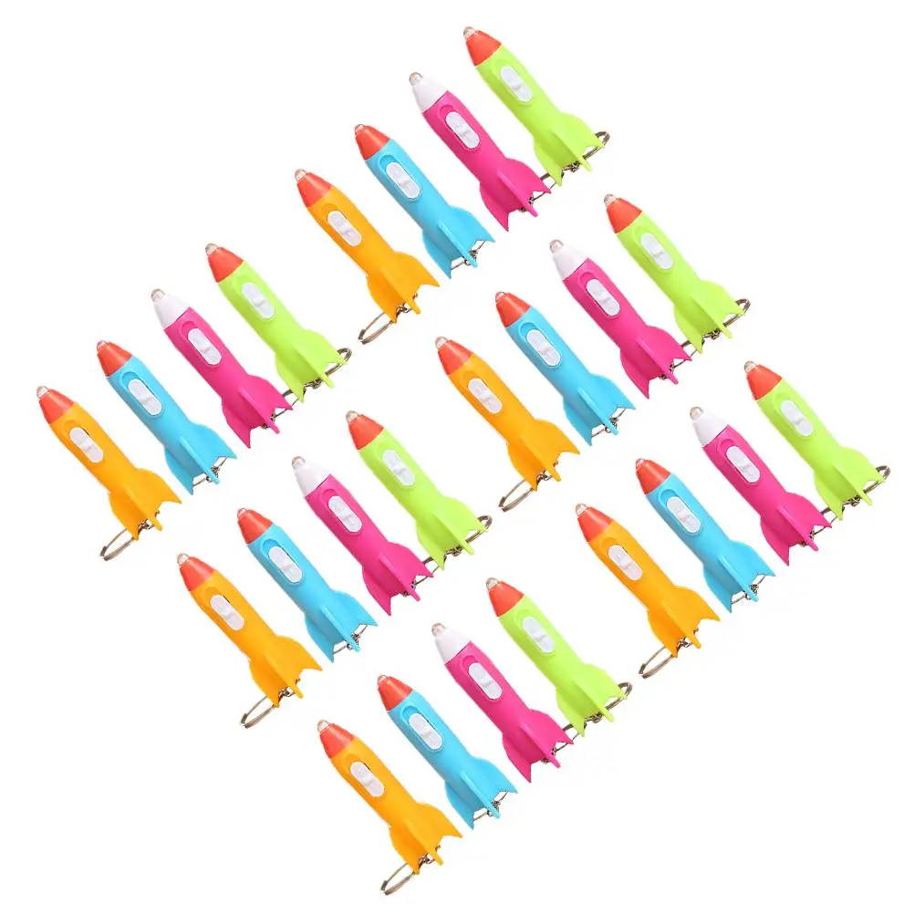 

24 Pcs Rocket Head Keychains LED Spotlight Cartoon Design for Backpacks Handbags Keys Lightweight Durable Accessories
