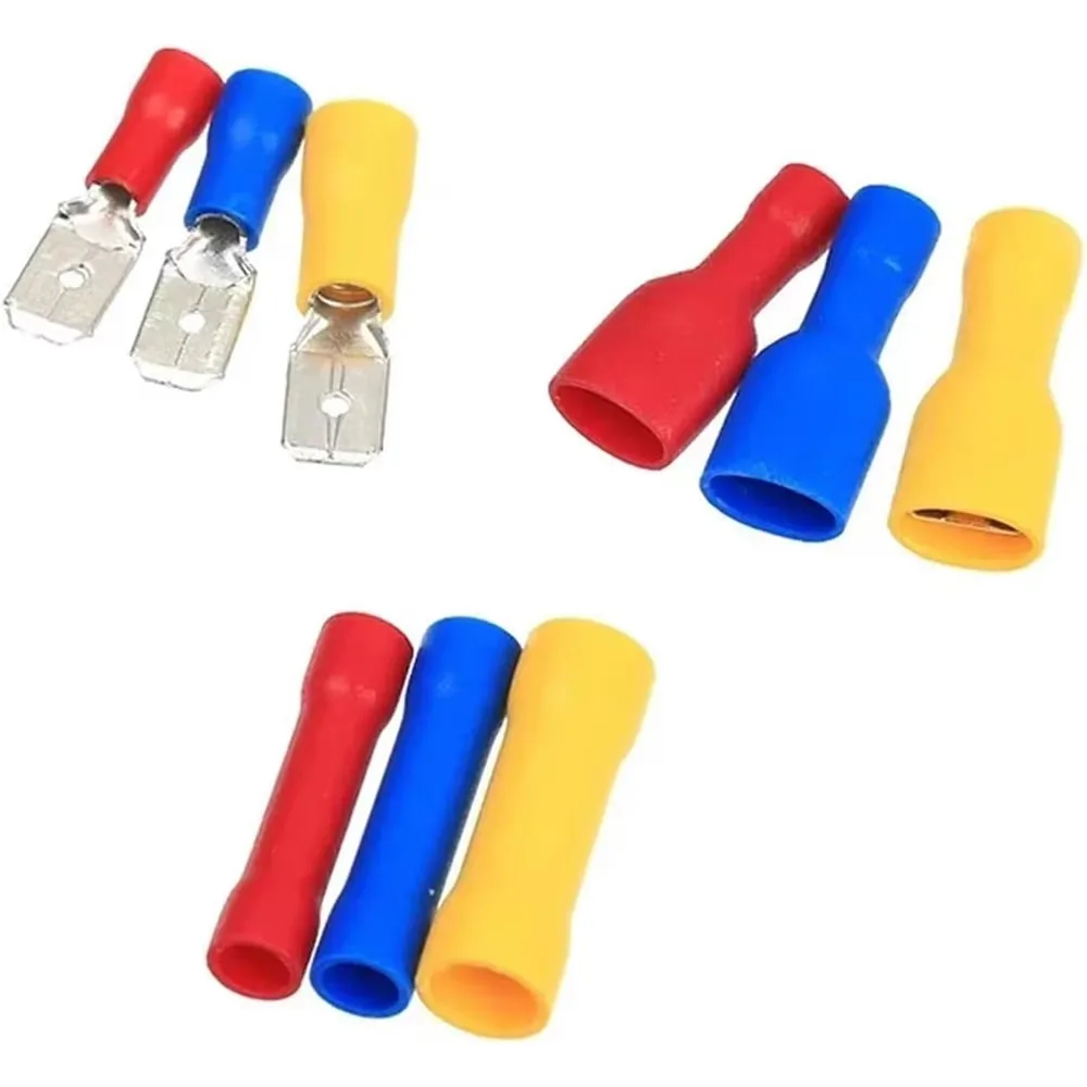 222PCS Spade Crimp Terminals Electrical Wire Butt Connector Fully Insulated Male Female Assorted Kit AWG 22-10/0.5-6.0mm2