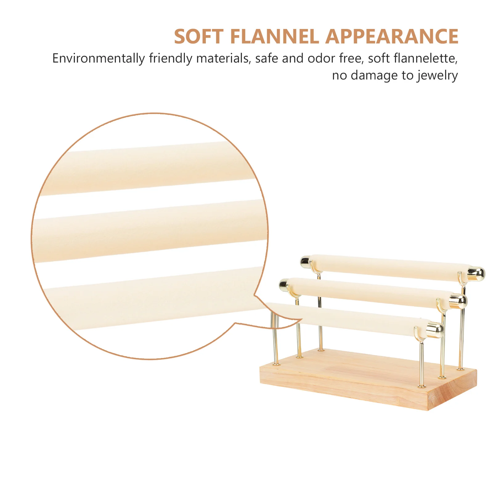 

1pc Solid Wood Jewelry Stand Beige Durable Display Rack For Rings Bracelets Watches Storage Holder Organizer Gift Wooden Craft