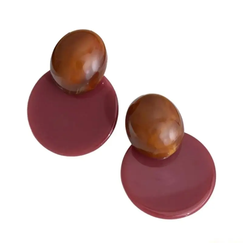 31BF Stylish Round Earrings Acrylic Texture 14g Featherlight Comfort Suitable for Special Event Everyday Styles