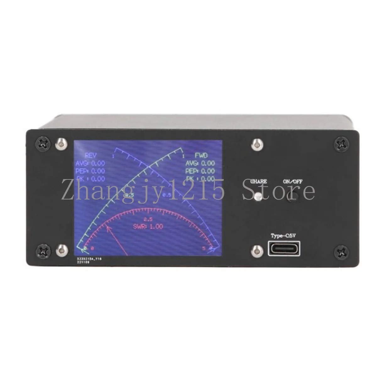 Full Touchscreen Shortwave Power Meter Standing-Waves Meter with over Voltage Standing Waves Ratio Alarm AVG Time Adj