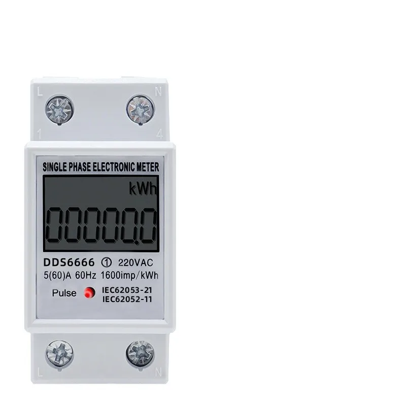 Vatímetro eléctrico Digital monofásico LCD de 220V, contador de consumo de energía de corriente y voltaje cero reiniciable con carril Din