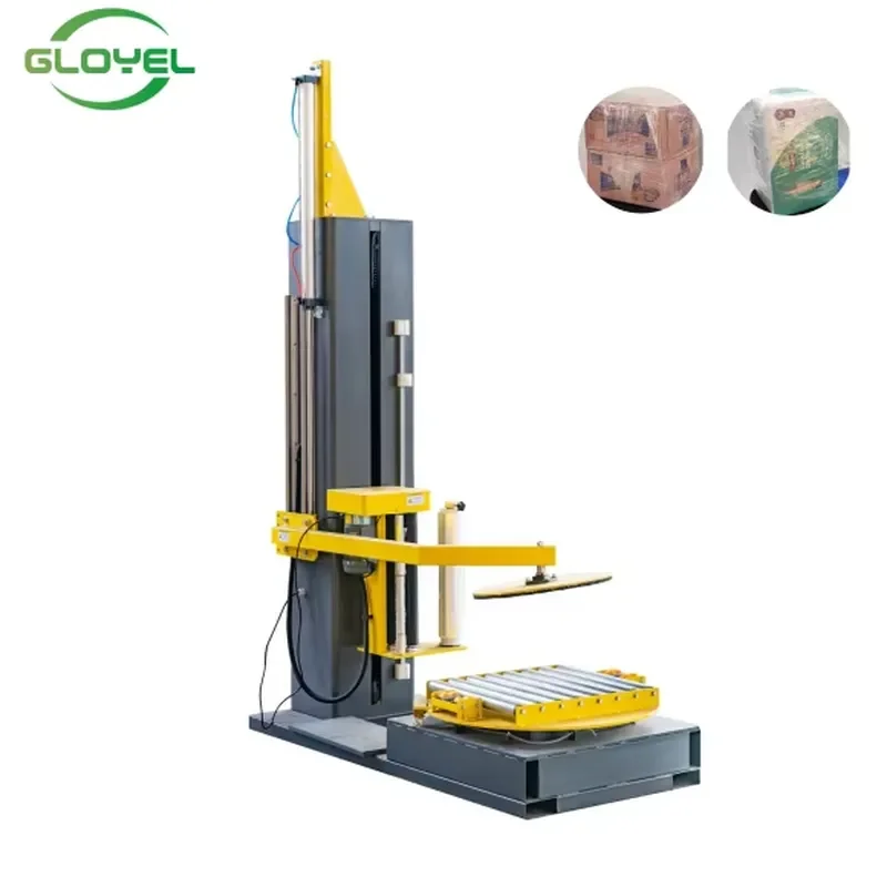 AP01 Mechanical Pre-Stretch Shrinking Wrapping Machine for Small Goods Pallet-Less Box Packaging with PLC and Motor Core