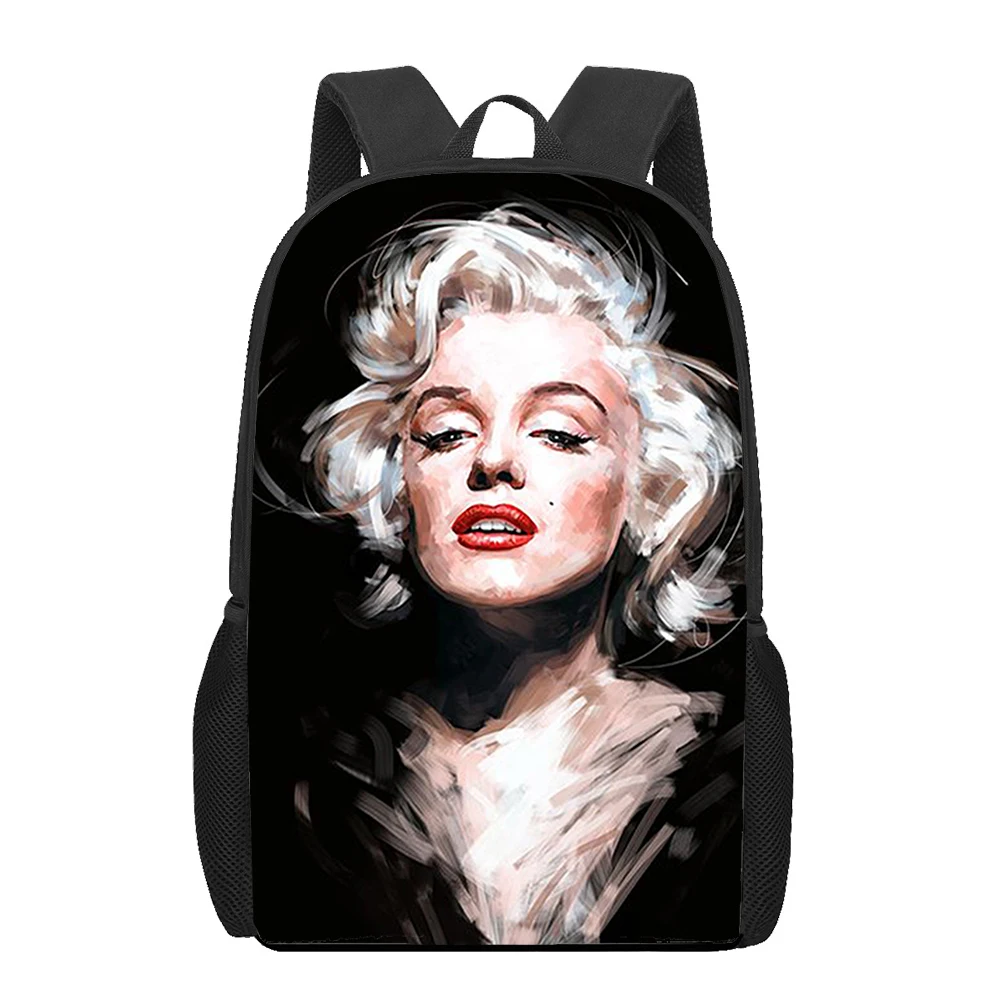 Marilyn Monroe Kinder-Schultaschen, 3D-gedruckte Büchertasche, Herren, 40,6 cm, Rucksack für Teenager, Jungen, Kindergarten-Rucksack, Kinder-Mochila