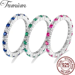 Trumium 925 Sterling Silver Rings for Women Sapphire Ruby Cubic Zircon Color Gemstone Boho Wedding Engagement Ring Jewelry