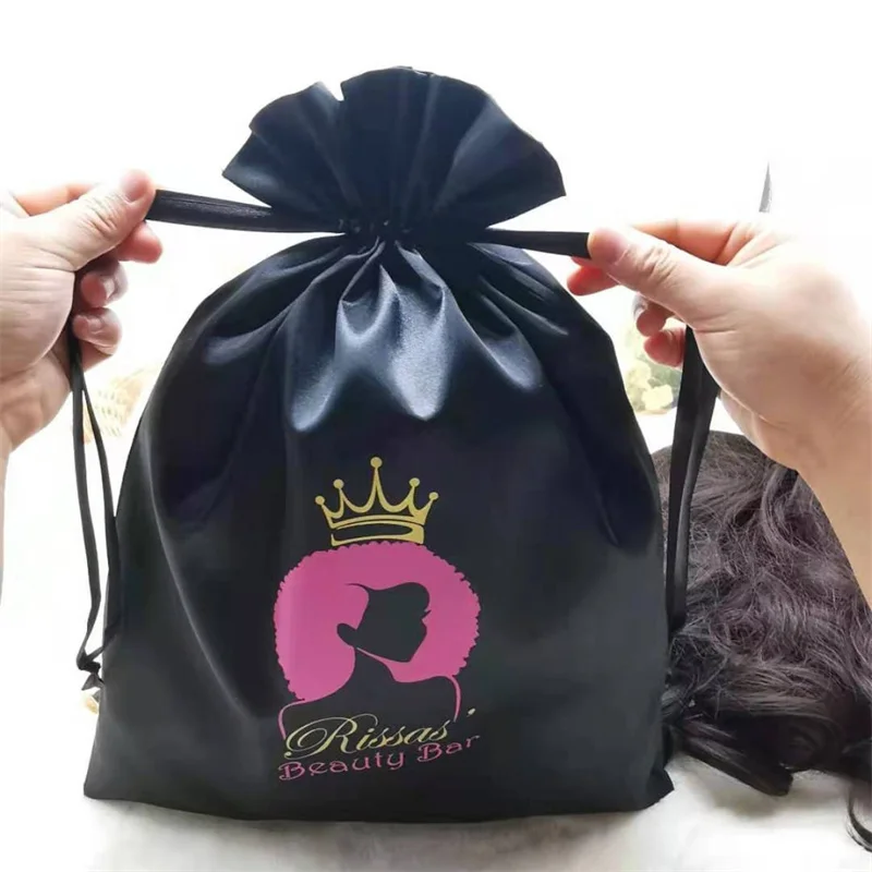 50 Satin Bag With Logo, Printed Drawstring bag logo bulk, packaging bags custom Branding For Small Business, Cosmetic Gift Bag