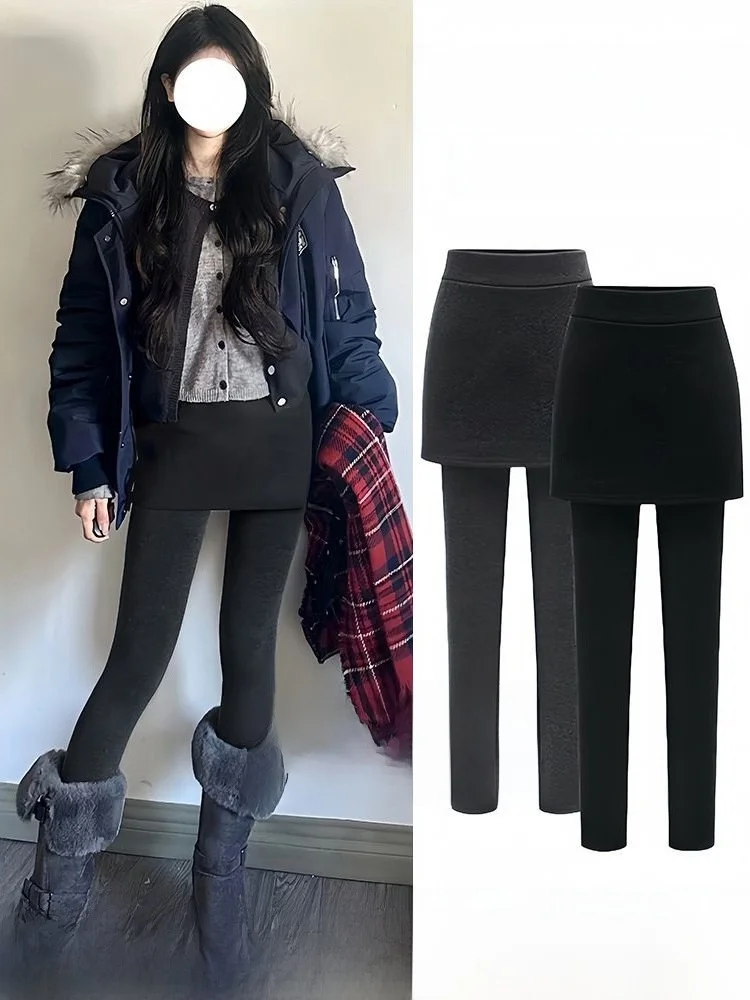 

Женские утепленные брюки с подкладкой, облегающие, с высокой талией, длинные, повседневные, модные, китайский бренд