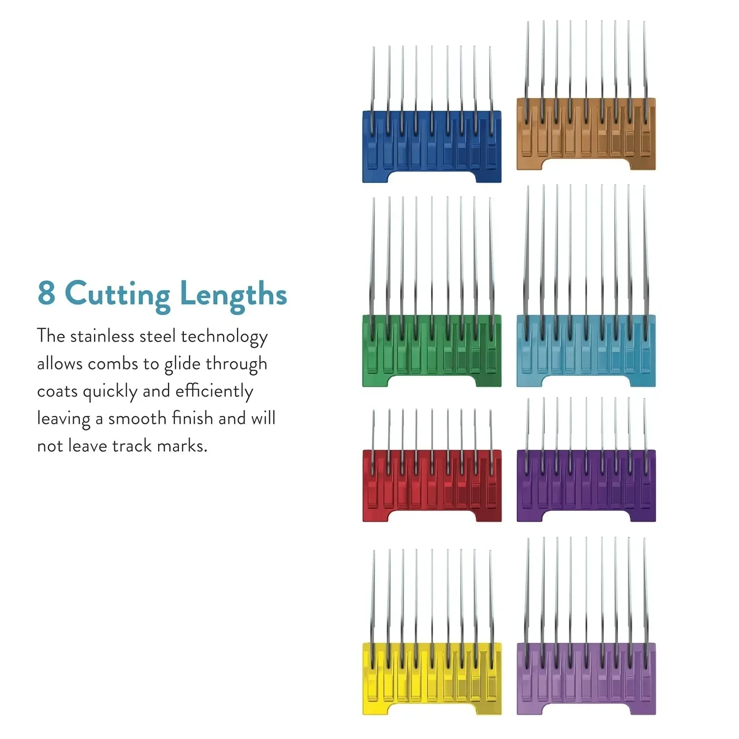 8-Colors Animal Metal Combs Set Fit for Wahl Professional Pet/Dog/Cat/Horse Clipper Arco,Bravura,Chromado,Creativa,Figura,Motion
